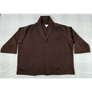 J Jill Pure Jill Elements Organically Grown Cotton Shawl Neck Top Havana XL